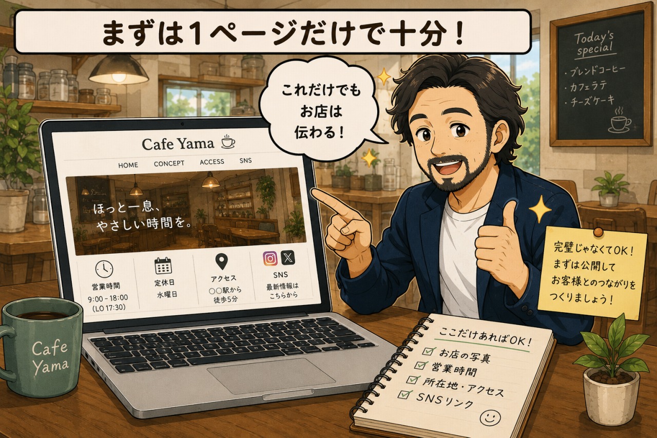 おしゃれなカフェのホームページ
