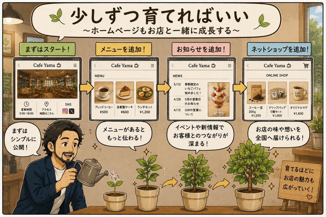おしゃれなカフェのホームページ